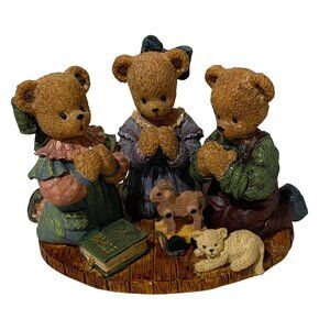 Vintage 90s Young Berry Hill Bears Worshiping Family‎ Figurine Christian Ceramic